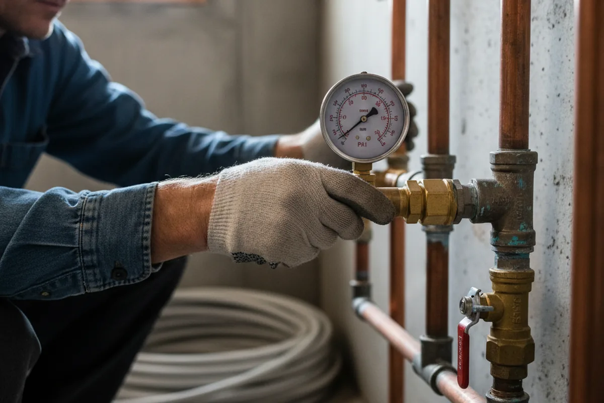 Pressure testing a repaired line during Water Line Repair in Grimesland